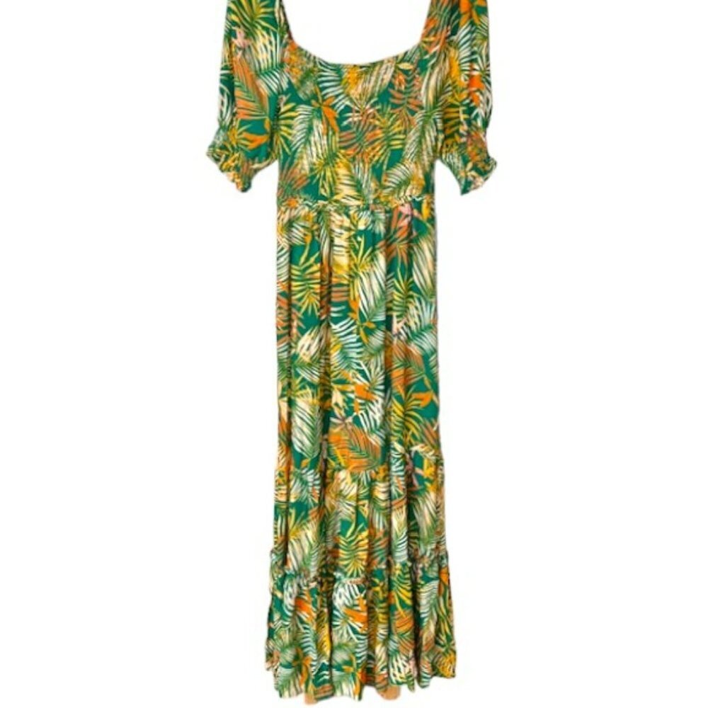 Betsey Johnson Pink Label Palm Patterned Maxi Dress - Pepper Green - M - Picture 2 of 12